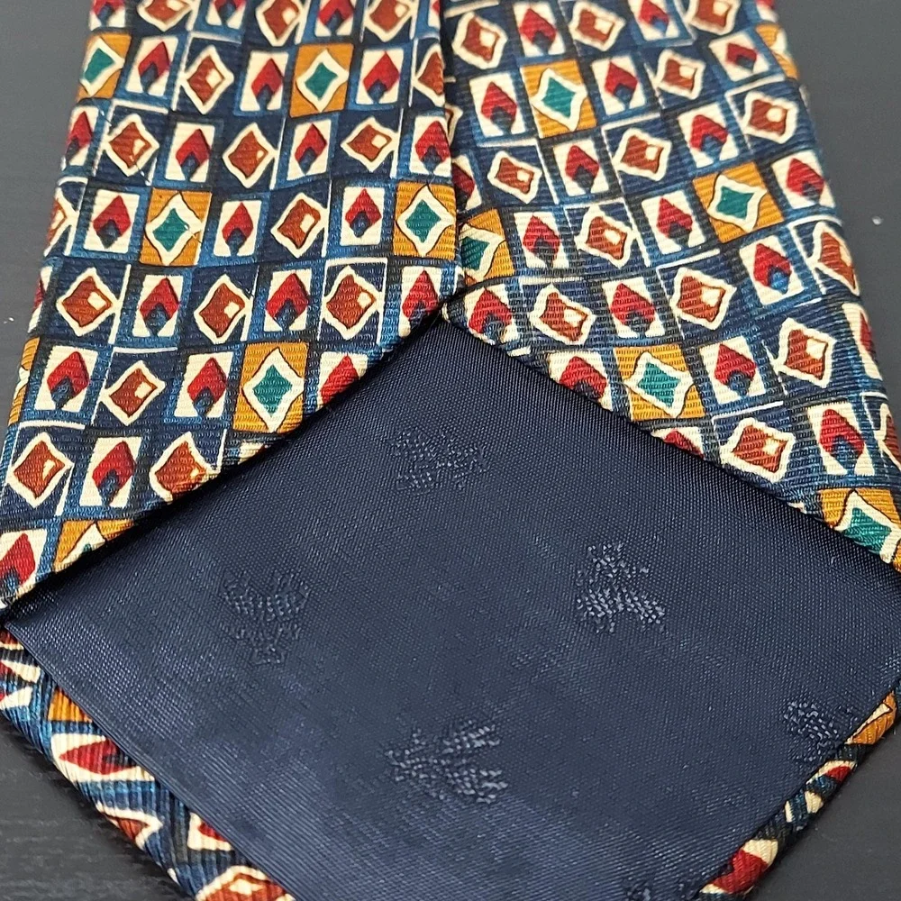 Vintage Brooks Brothers Makers Tie Mens Blue All Silk Geometric Classic‎ USA